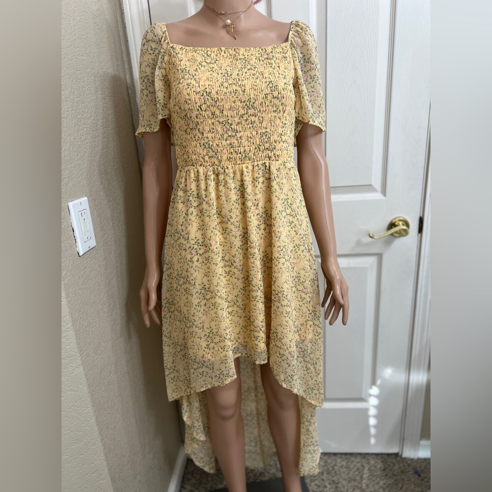Yellow Floral High Low Dress